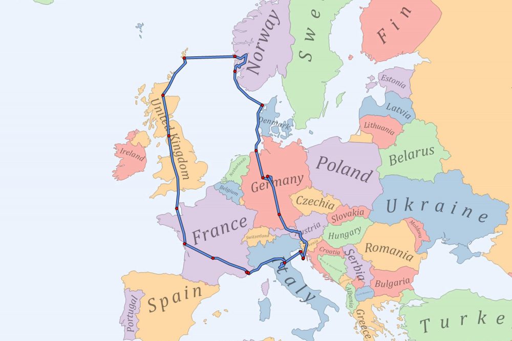Europe route map