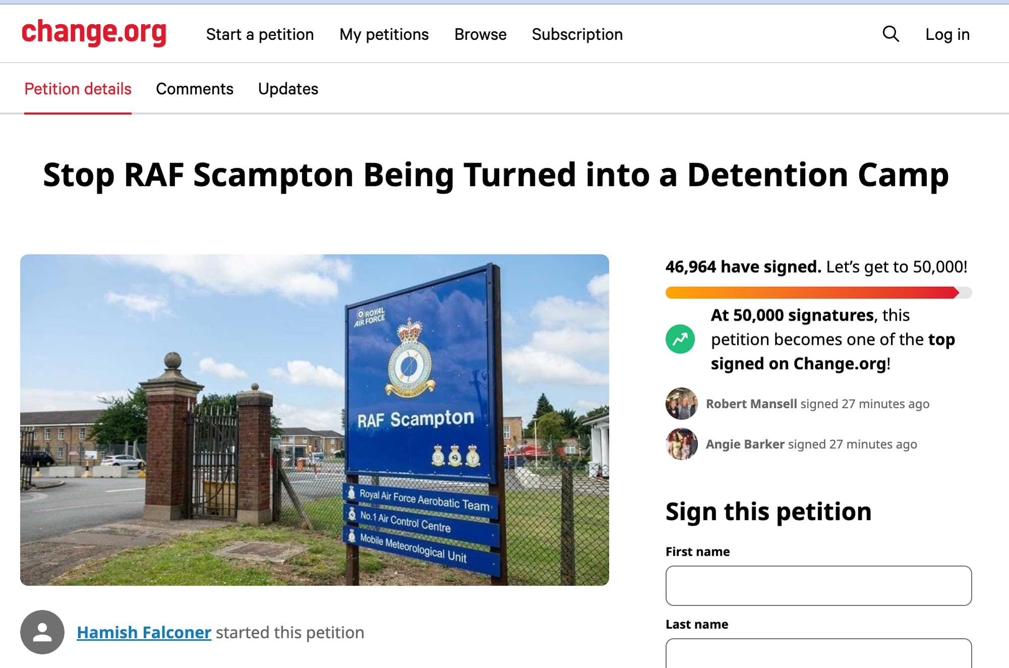 scampton petition