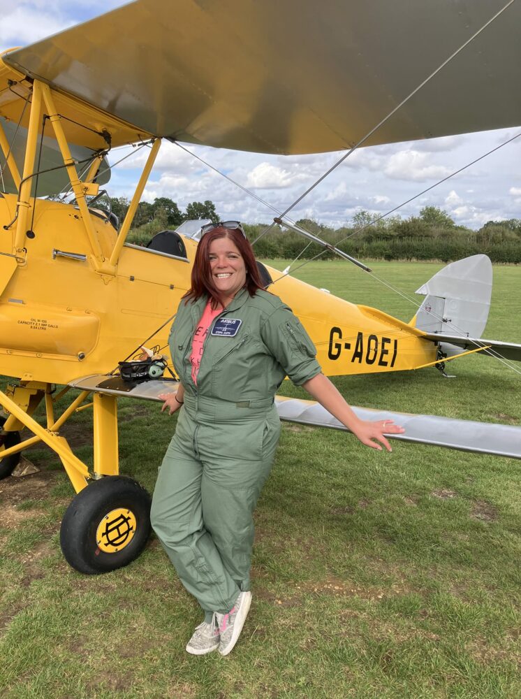 Steph Smith: Soloed a Tiger Moth as part of her conversion training with Cambridge Flying Group