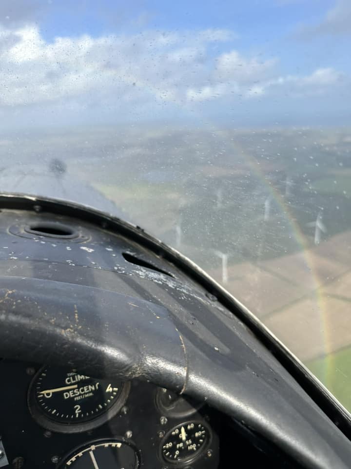 Flying through the rainbow.