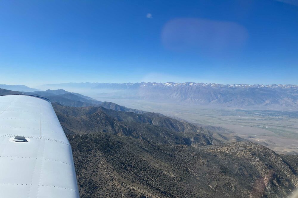 flying in the Sierra Nevada mountains USA