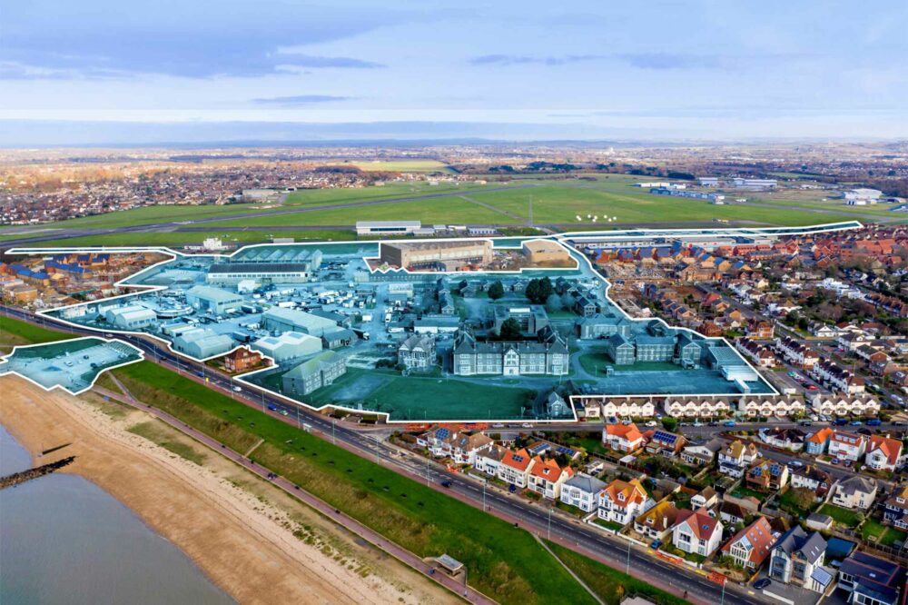 Area of HMS Daedalus to be regenerated under the Gosport plan. Solent Airport is in the background