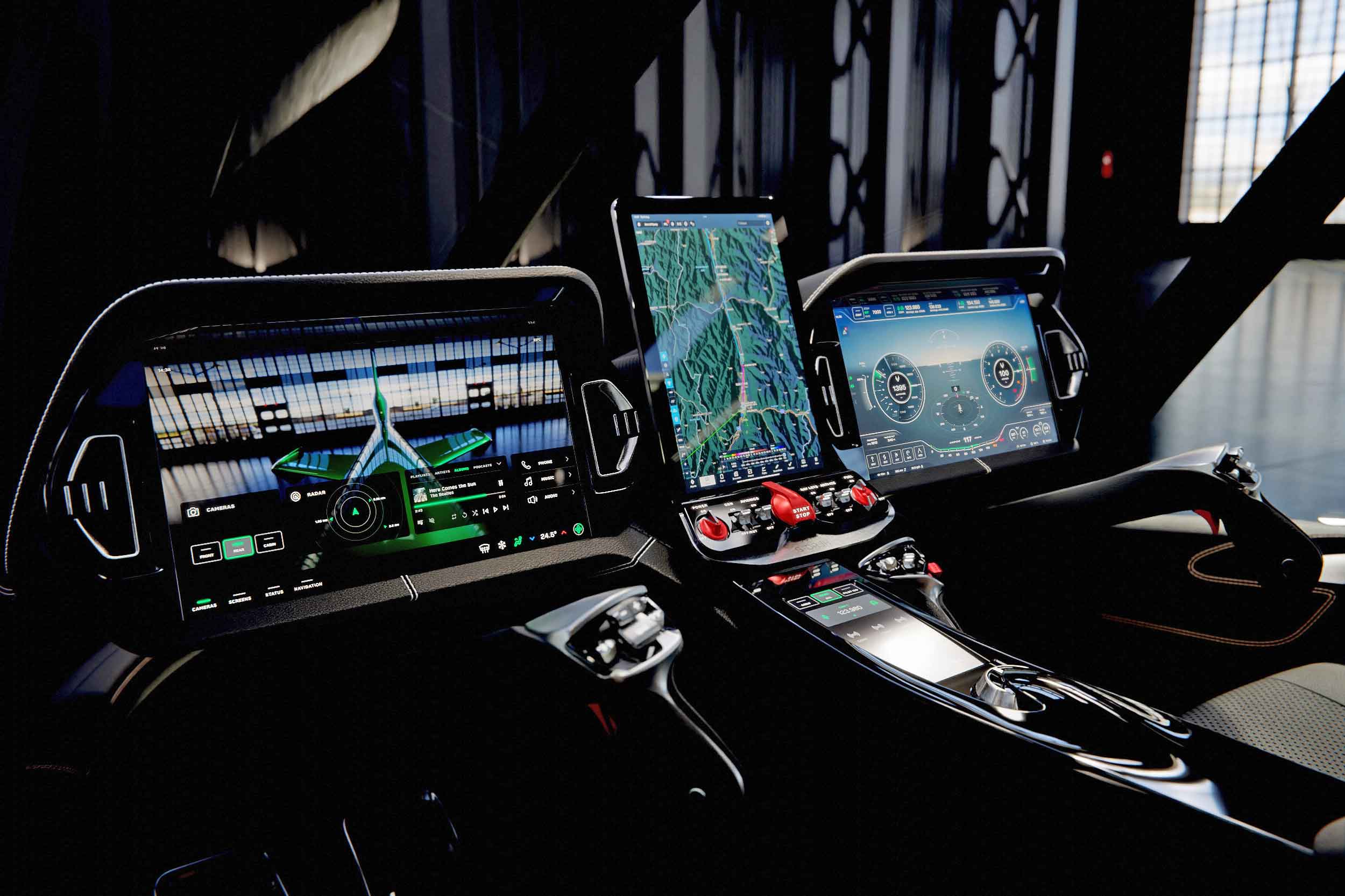 The HX50/HC50 also have Hill's own avionics with a central iPad for navigation