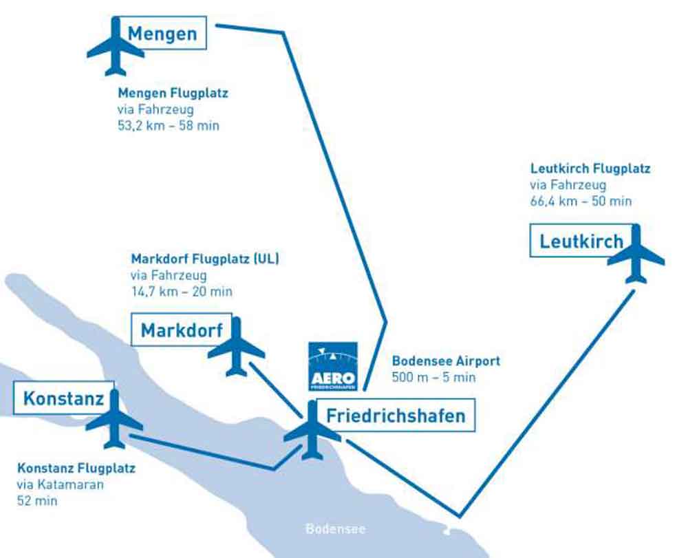 There are other airfields to fly into as well as the main Messe site at Friedrichshafen