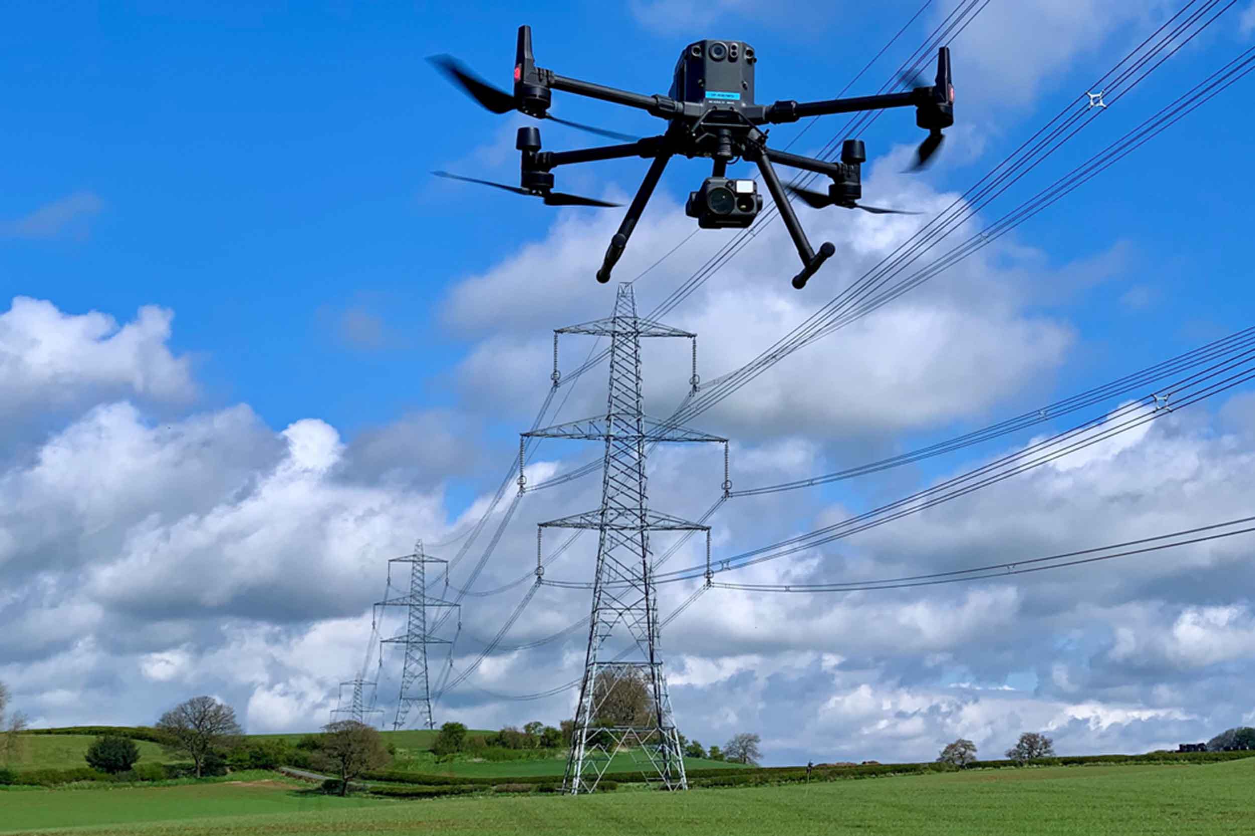 Drones can also be used for power line inspections. Photo: National Grid
