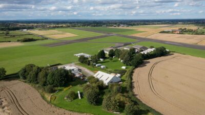 The house and hangar for sale are in the foreground with former WWII base Rufforth Airfield behind. Photos: Wishart Estate Agents