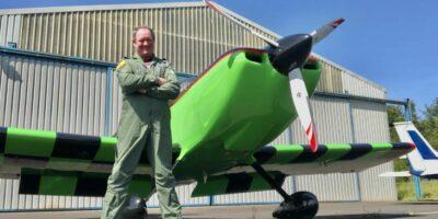 Derek Pake and his aircraft 'Wee Vans'