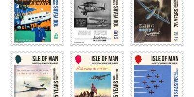 Isle of Man aviation anniversary stamps 2024