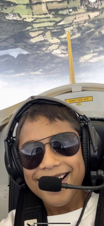Carl Meek – all smiles from his eight-year-old in an RV–8!