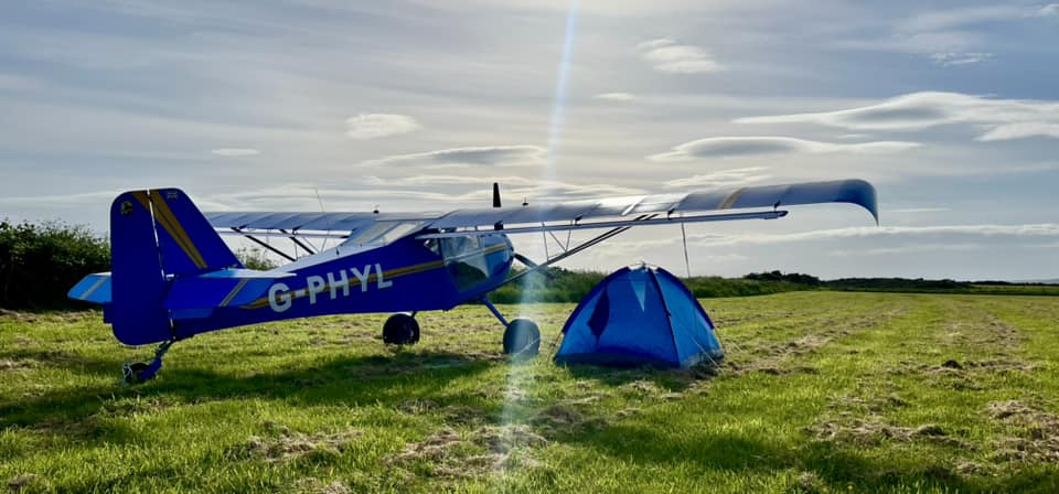Jono Holland – over night stop-over at Bute, en route to Glenforsa, 1,000 miles in a Kitfox