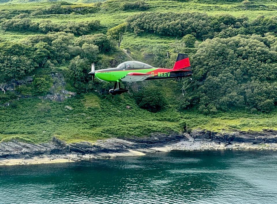 Derek Pake: Low level near Oban, on the way to intercept the inbound Clipper Round the World Yacht Race leader, to the West of Colonsay.