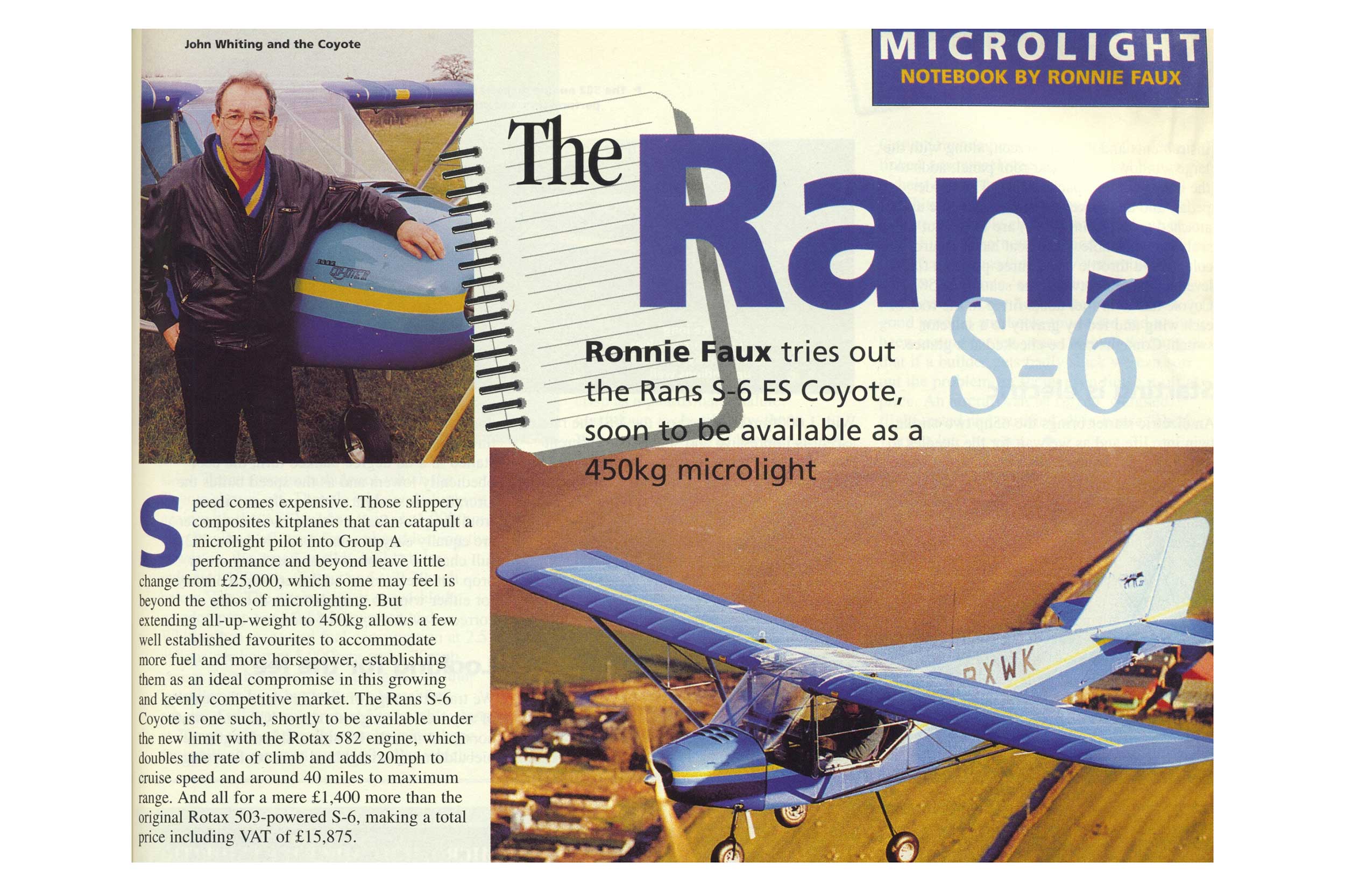 Ronnie Faux wrote Microlight Notebook for FLYER from the mid-1990s to early 2000s