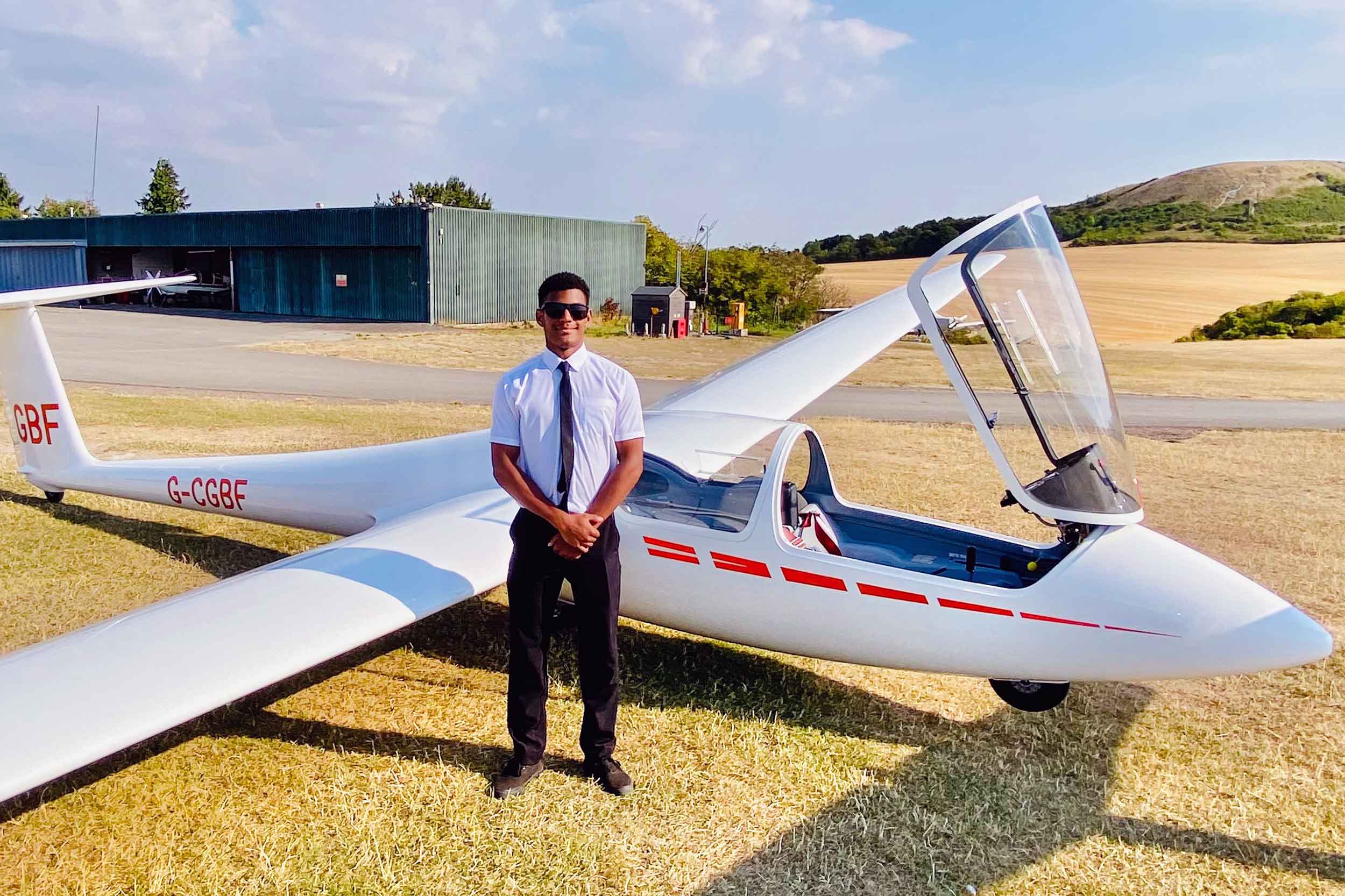 Winner of a gliding scholarship via Reach for The Sky funding, Joshua Merchan-Nichols