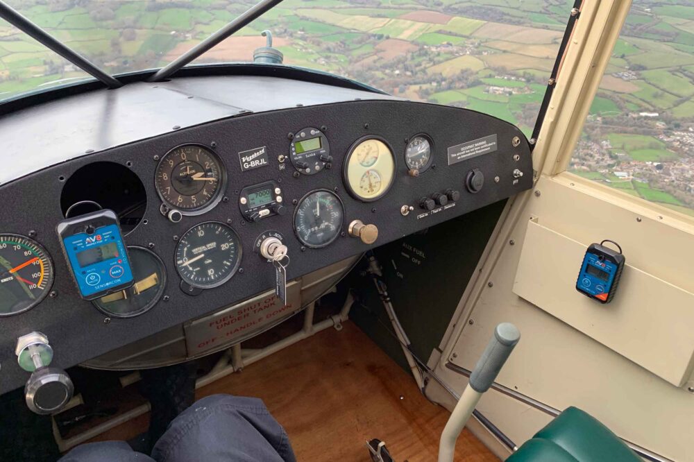 A Sensorcon AV8 carbon monoxide detector in use. Monitors like this this will become mandatory from 1 January 2025 in most piston aircraft