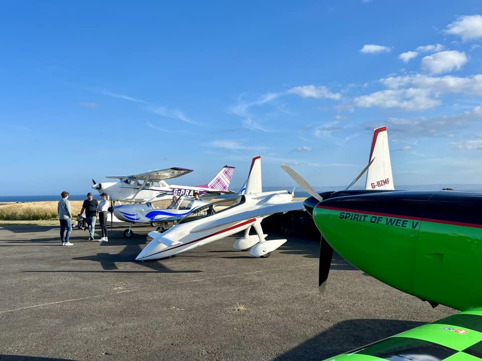 Derek Pake at an impromptu fish’n’chips fly-in at the former Royal Naval Air Station at Crail.