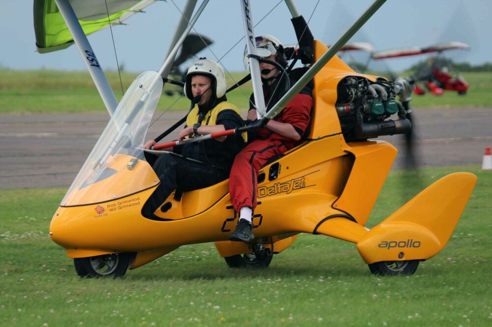 Rob and William Grimwwod flew a DeltaJet microlight in the championships