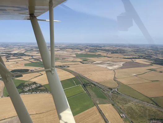 Paul Fraser-Bennison over Bedfordshire on return from Shuttleworth.