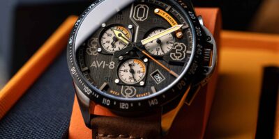 One of four new watches from AVI-8. This one is the P-51 Mustang Blakeslee Chronograph