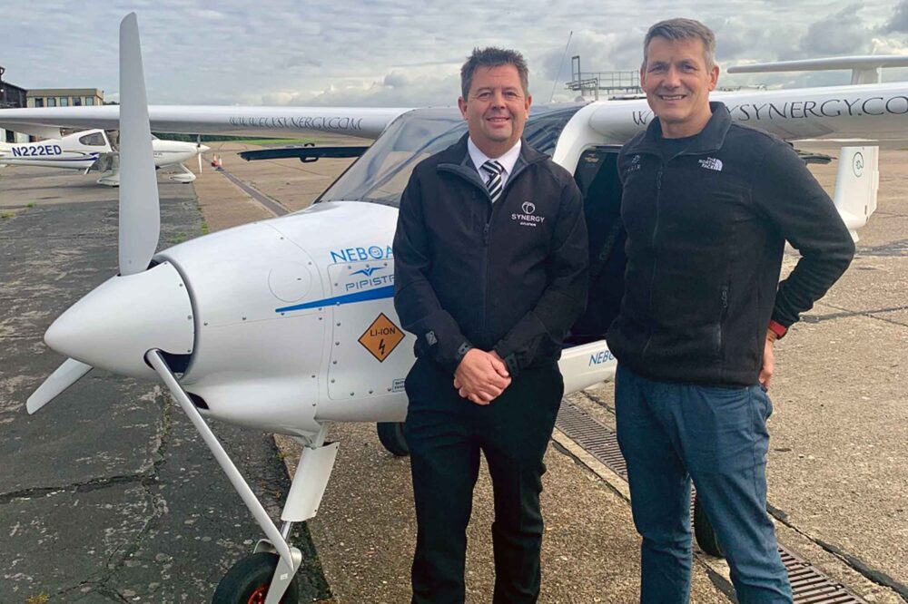 Fly electric: Synergy's Glen Heavens, left, with Adam Twidell of Future Flight