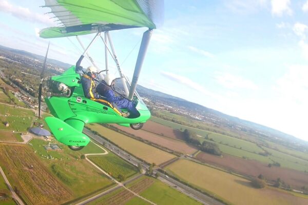 Flying recently with my friend in his Deltajet 500 stingray flexwing over Gloucestershire.