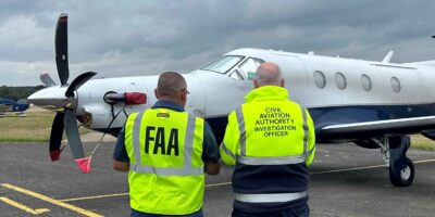 FAA and CAA agents at a ramp check in the UK