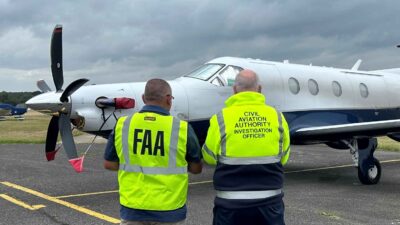 FAA and CAA agents at a ramp check in the UK