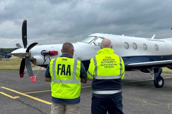 FAA and CAA agents at a ramp check in the UK