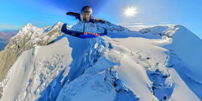 Peter Salzmann and his foiled wingsuit