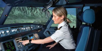 Lauren McLean, Qantas Type Rated Instructor, in A320 sim