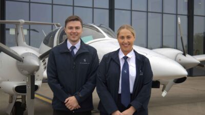 Jamie McKenzie, left, and Jordan Brown, Skyborne trainees from DHL Air (UK). Photo: Skyborne