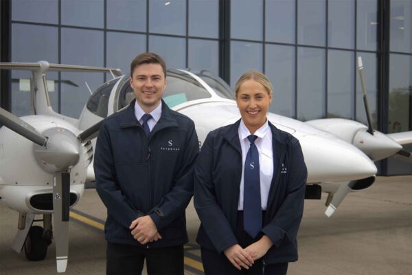 Jamie McKenzie, left, and Jordan Brown, Skyborne trainees from DHL Air (UK). Photo: Skyborne