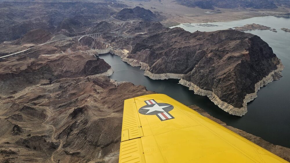 Flying over Hoover Dam in a T34B Mentor.