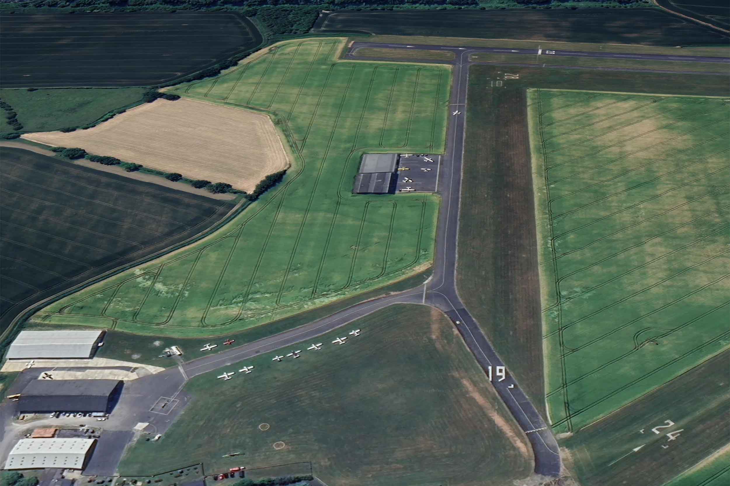 Sherburn-in-Elmet airfield, east of Leeds, Yorkshire. Image: Google Earth