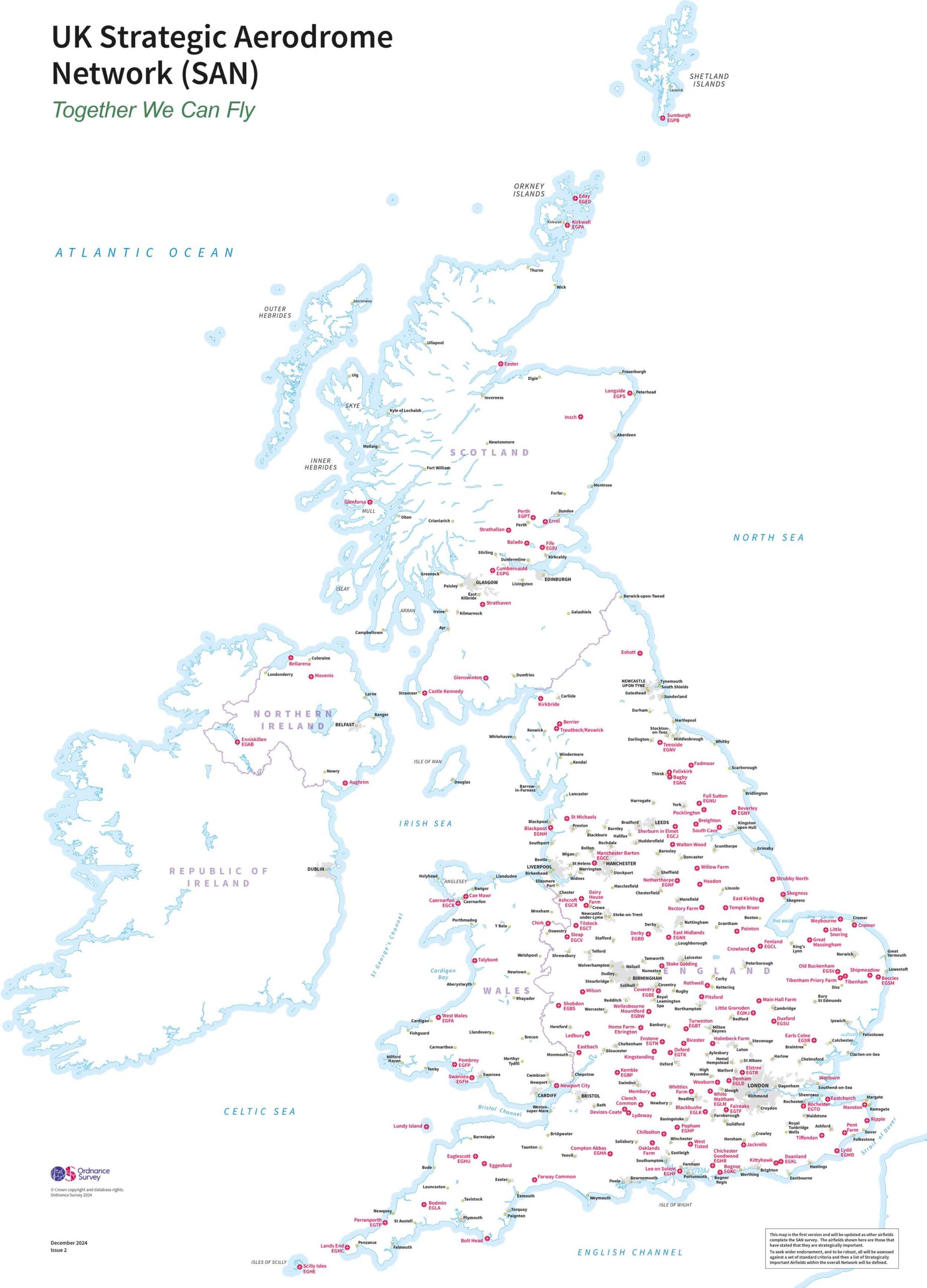 Airfields which have responded to SAN's survey