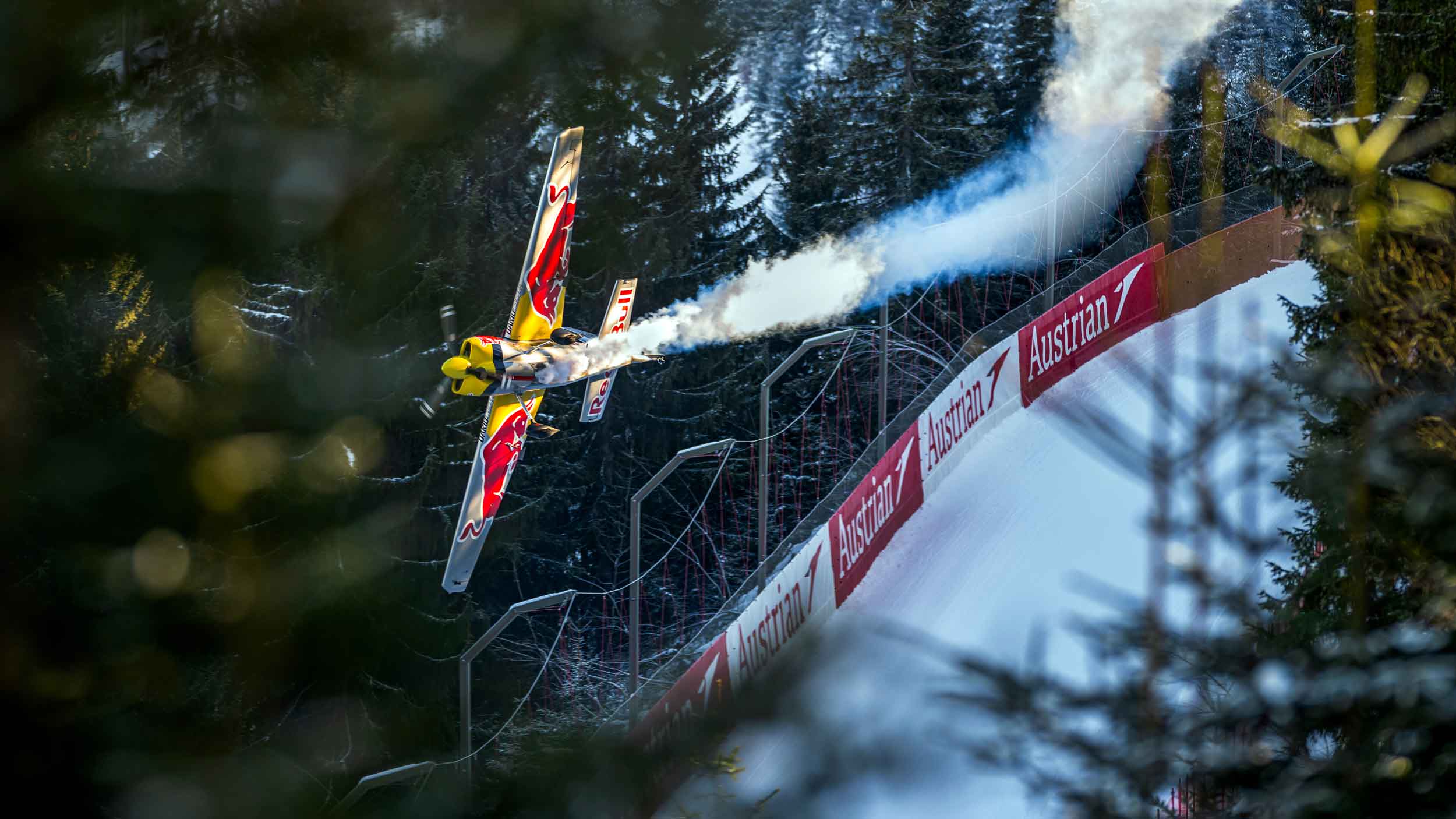 Dario Costa flies the Hahnenkamm Ski Race course