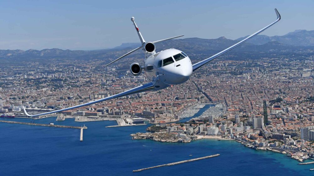 Restricting business aviation will hurt Europe's economy, says report. Above: Dassult Falcon 8X climbing out of Marseille. Photo: Dassault