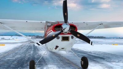 Cessna Skywagon wearing Hartzell's new Carbon Voyager prop. Photo: Hartzell