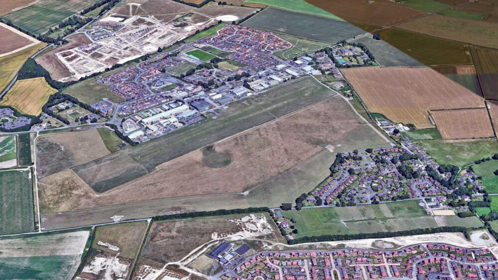 Old Sarum Airfield, now surrounded by housing developments. Image: Google Earth