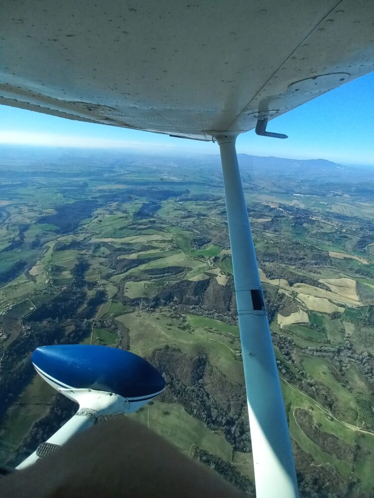 Aerial view of the Italian countryside.