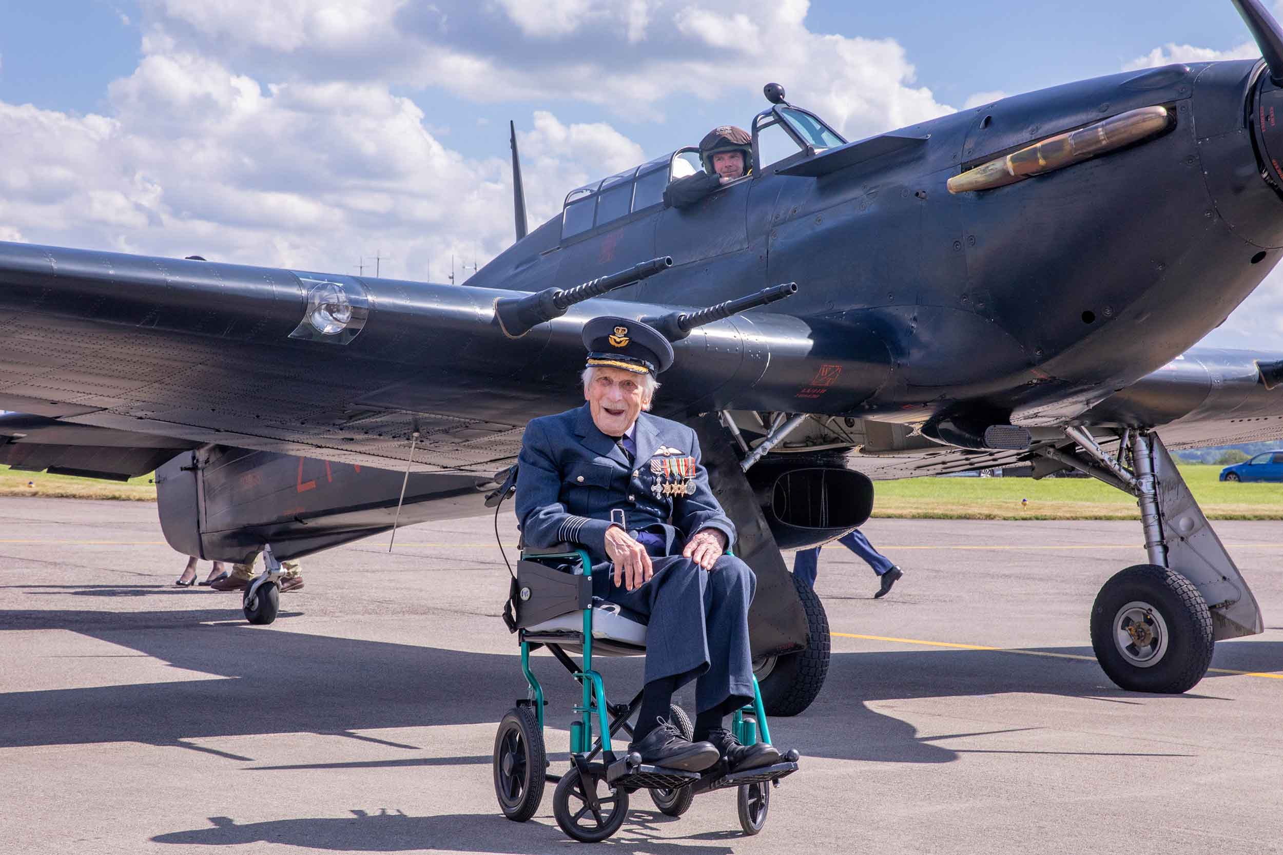 Paddy Hemingway with one of the Battle of Britain Memorial Flight's Hurricanes. Photo: RAF