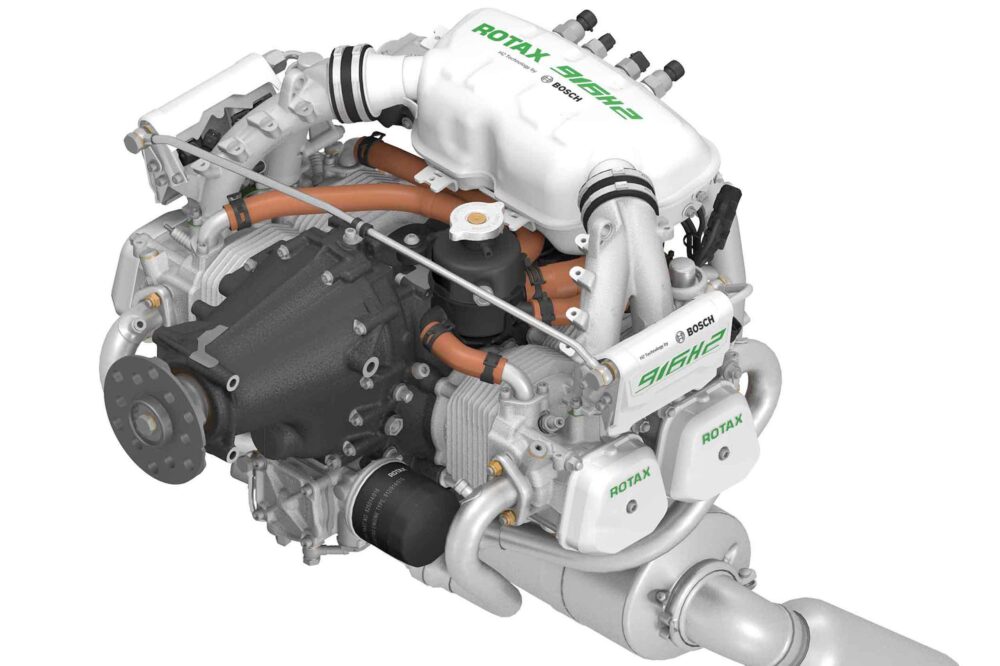 Bosch's prototype hydrogen burning Rotax 916 conversion. Photos: Bosch