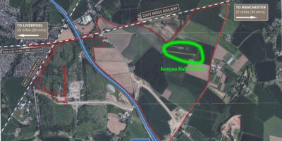 Kenyon Hall Airfield in the area marked out for the logistics park. Image: Tritax