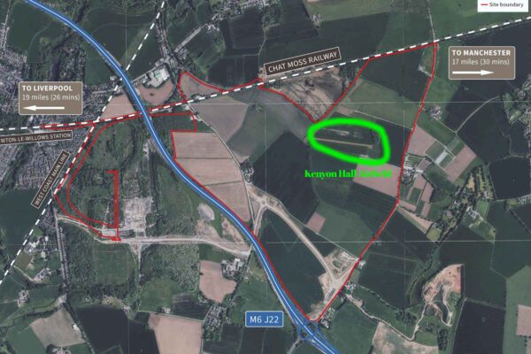 Kenyon Hall Airfield in the area marked out for the logistics park. Image: Tritax