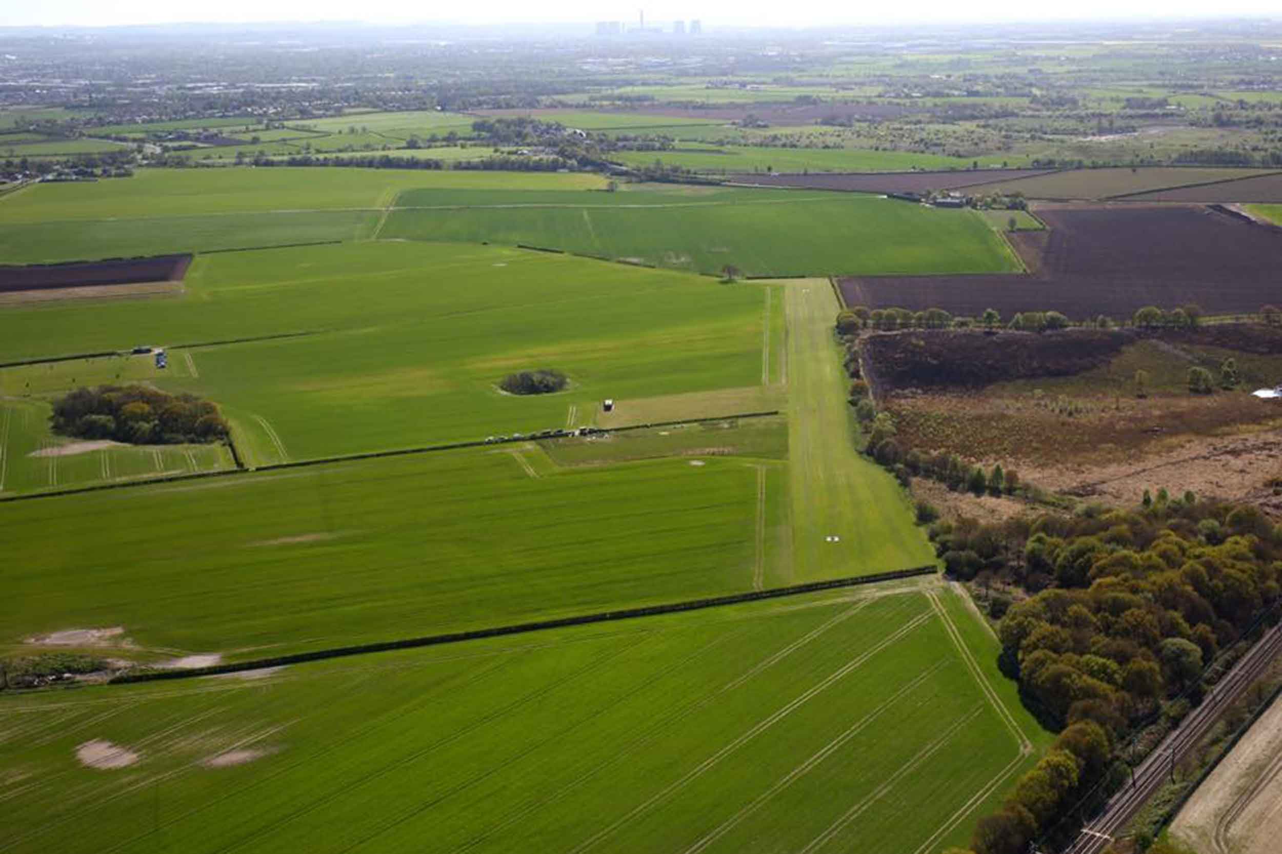 Kenyon Hall Farm Airstrip as it is currently, amid Green Belt countryside