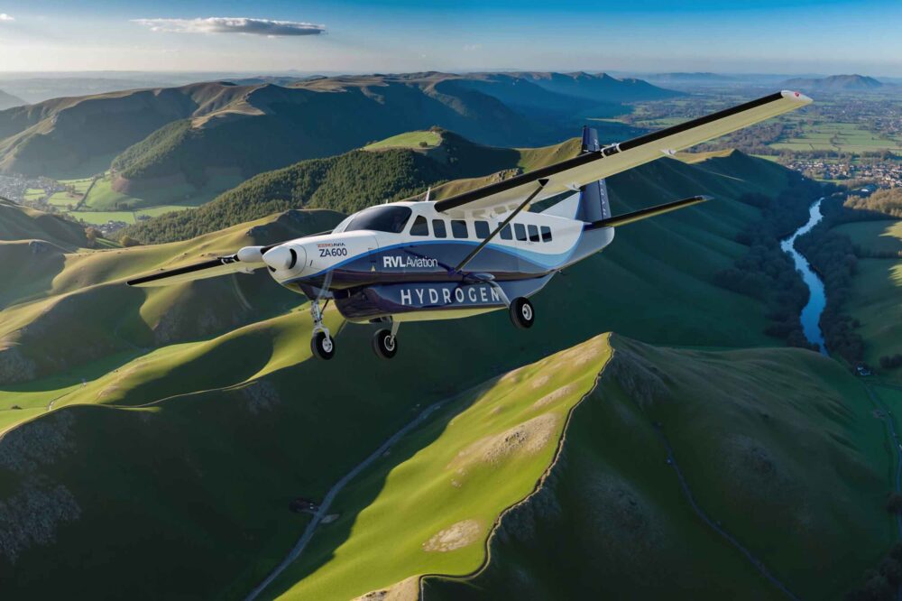 Mockup of RVL's Cessna Grand Caravan powered by ZeroAvia's hydrogen-electric unit. Image: ZeroAvia