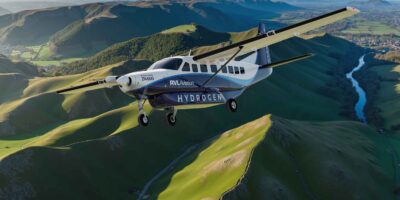 Mockup of RVL's Cessna Grand Caravan powered by ZeroAvia's hydrogen-electric unit. Image: ZeroAvia