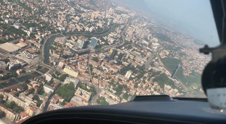 Overhead Sarajevo city.