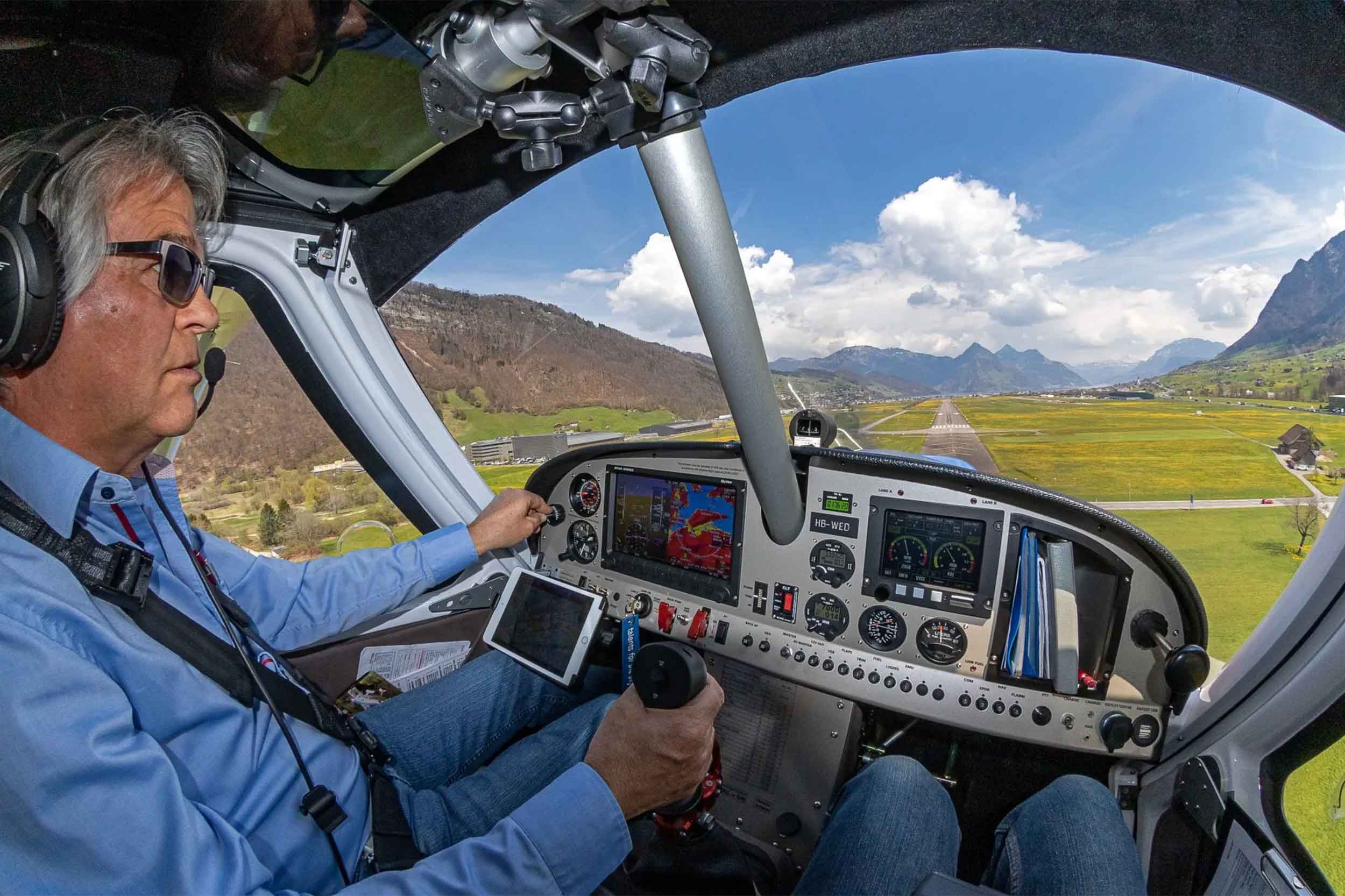 Little bit of crosswind there! Light Wing AC4 has a well-appointed cockpit and avionics panel. Photo: Light Wing
