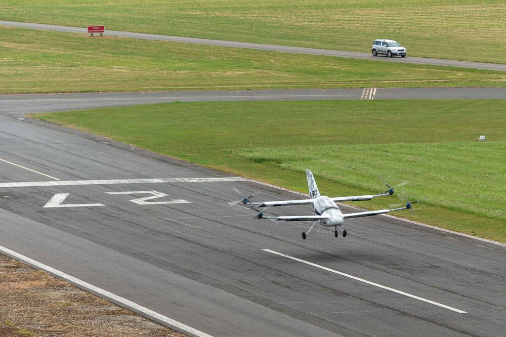 Arriving back at Turweston Aerodrome, Skyfly's base for flight testing.