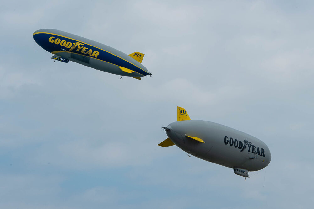 Amazing to see not one, but two of Goodyear's three blimps flying together! Only at Oshkosh!